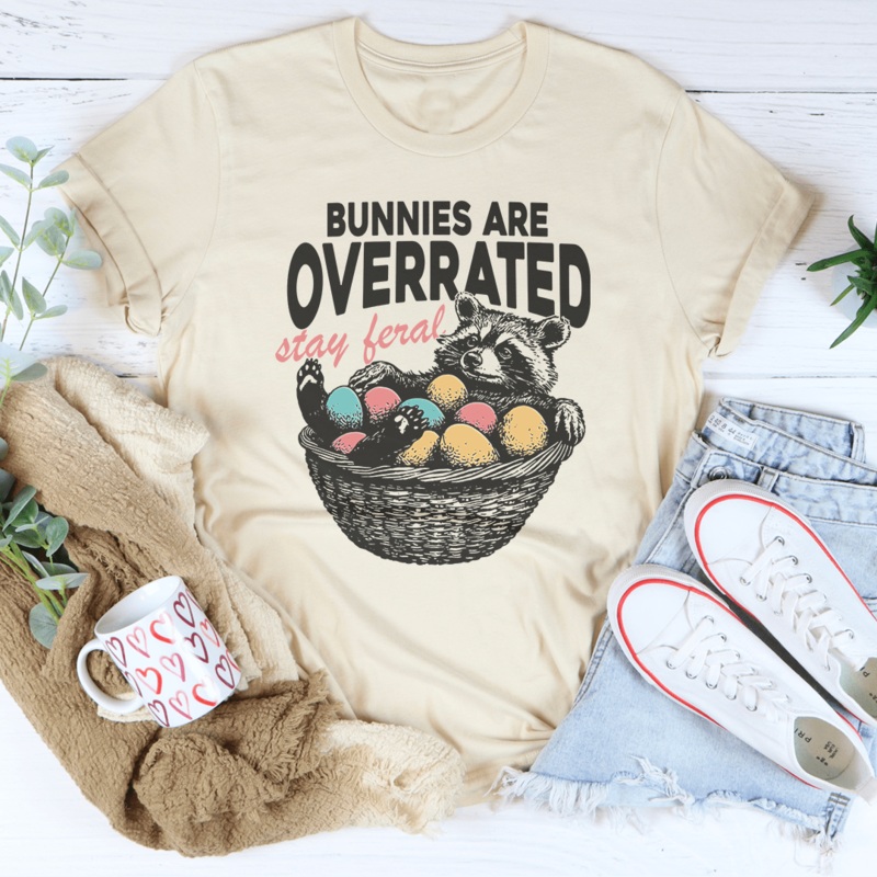 Bunnies Are Overrated Stay Feral Tee Black Heather S