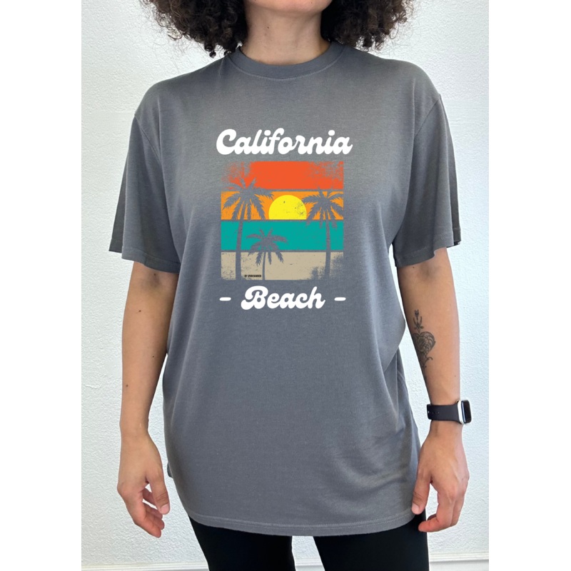 California Beach Unisex Bamboo Viscose/Organic Cotton Short Sleeve Graphic T-Shirt Medium Black