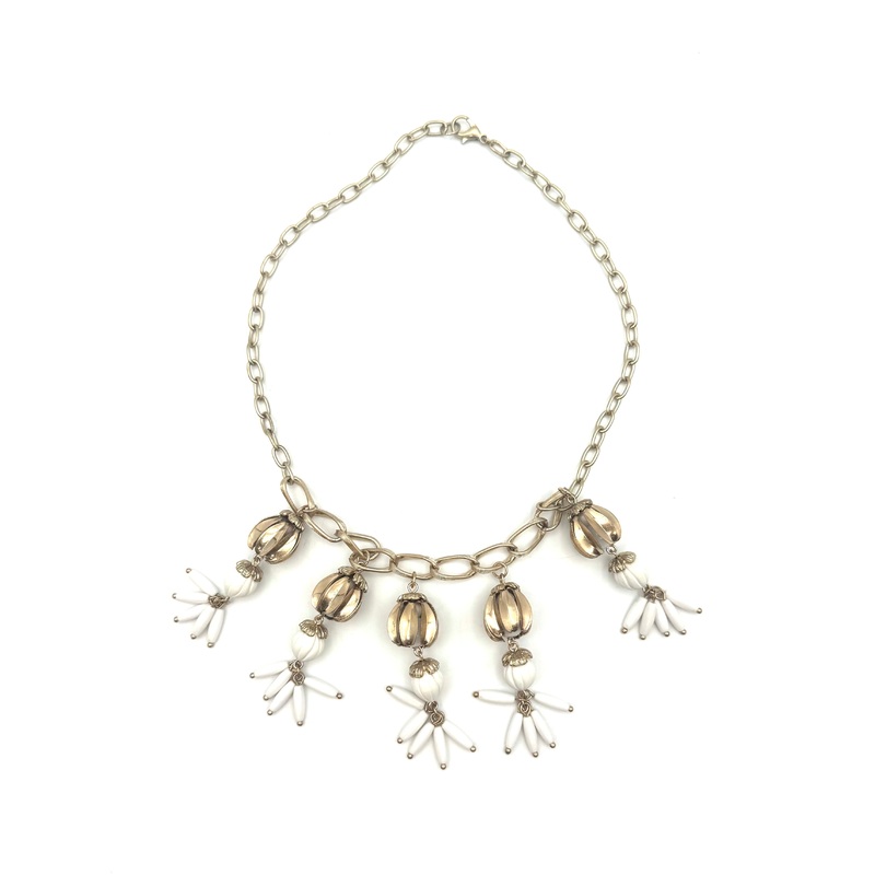 Gold And White Statement Necklace
