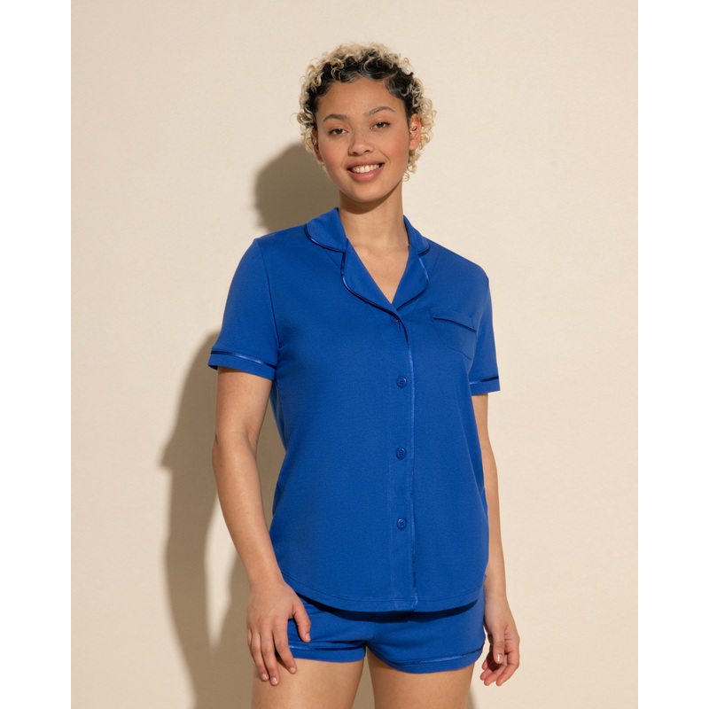 Kurzrmeliges Top & Boxer Pyjama-Set Cobalt/Cobalt XS