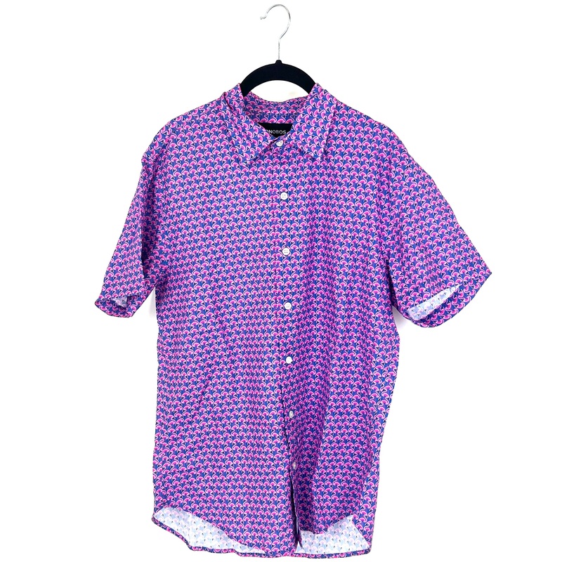 MENS Flamingo Patterned Button-Up – Medium