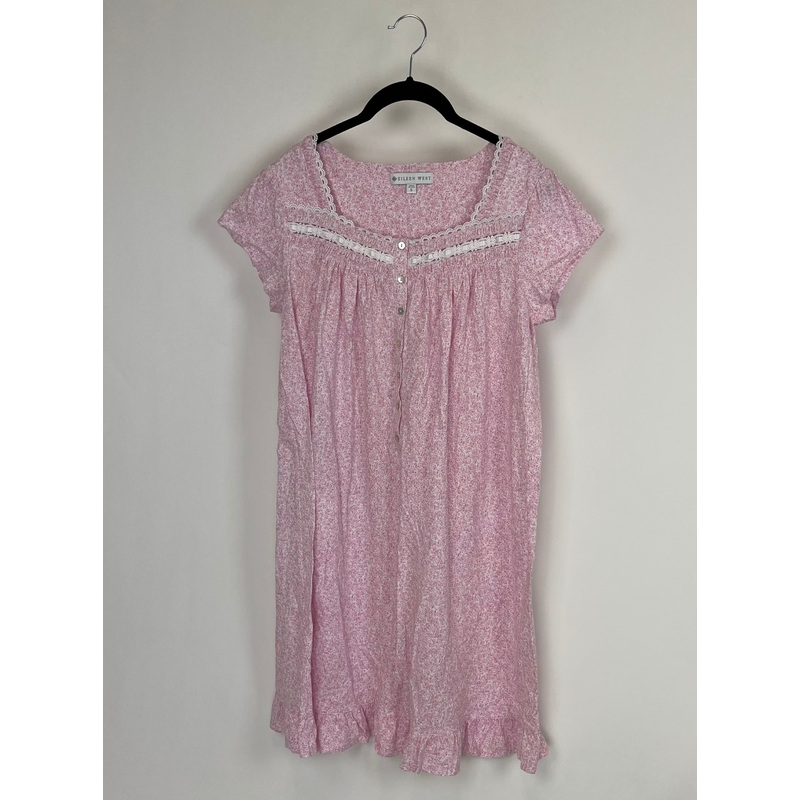 Pink Floral Lace Nightgown –  Small