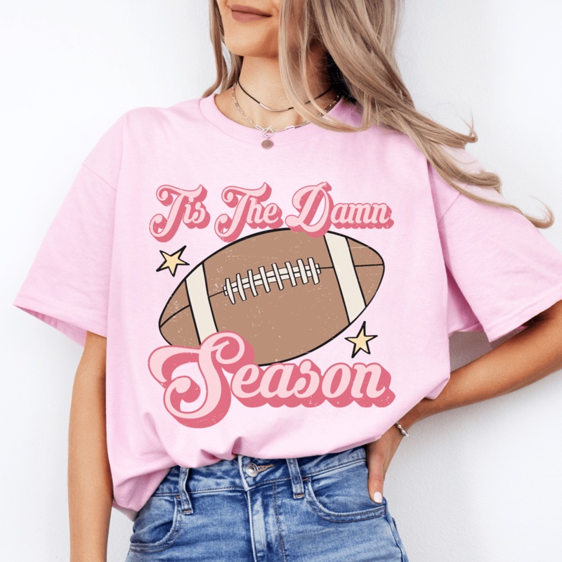 Tis The Damn Season Gameday Tee Pink S
