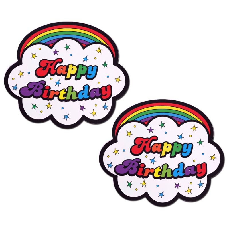 Cloud: Rainbow ‘Happy Birthday’ Cloud Nipple Pasties by Pastease o/s
