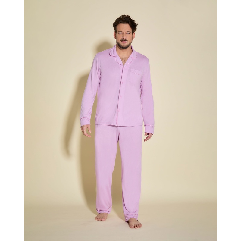 Men’s Classic Long Sleeve Top & Pant Pajama Set Neela Flower/Neela Flower S