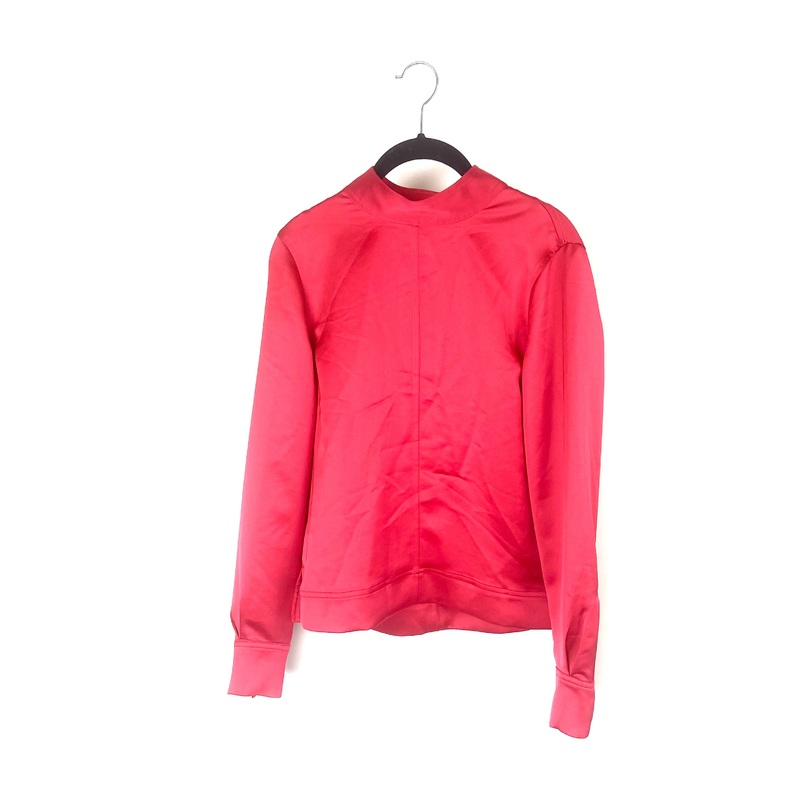 Red Silk Long Sleeve Blouse- Size 2