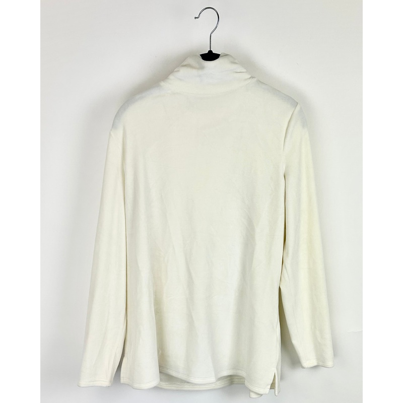 Soft Vanilla Fuzzy Mock Neck Top-  Size 6/8