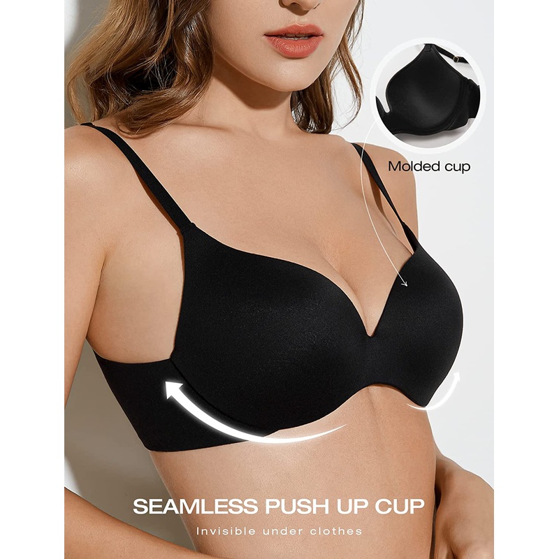 Super Padded T-Shirt Bra Add Two Cups Black 32B/70B