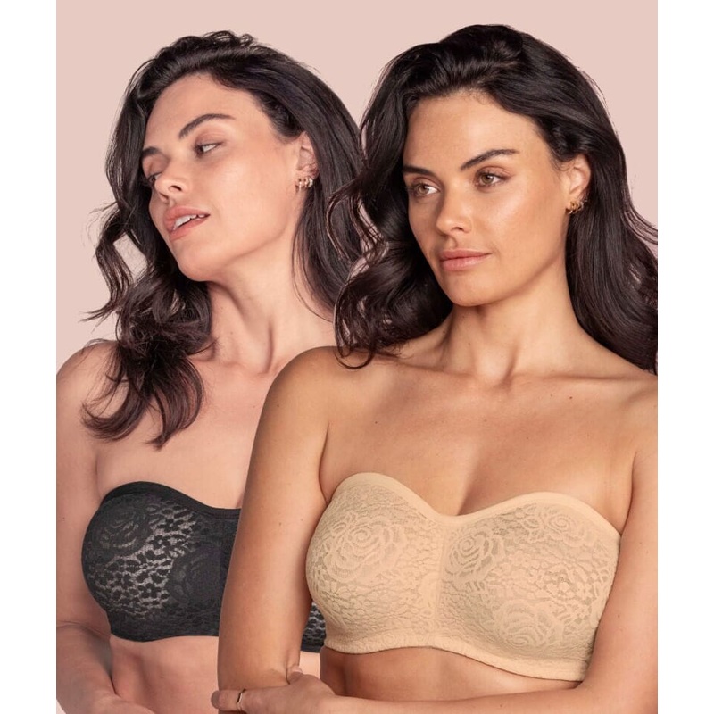 Wacoal Halo Lace Strapless Bra 2 Pack – Nude/Black 32B