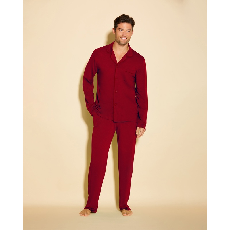 Conjunto De Pijama Para Hombre Clsico Con Camisa De Manga Larga Y Pantalones Sindoor Red/ Sindoor Red S