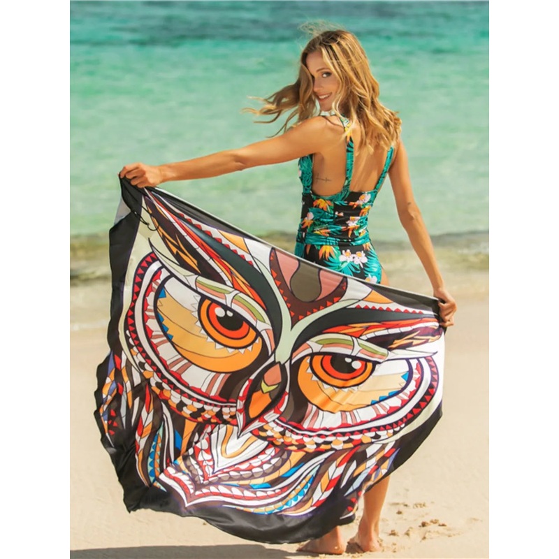 Printed Spaghetti Strap Cover Up Tangerine One Size