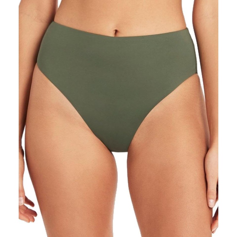 Sea Level Eco Essentials Retro High Waist Bikini Brief – Khaki 4