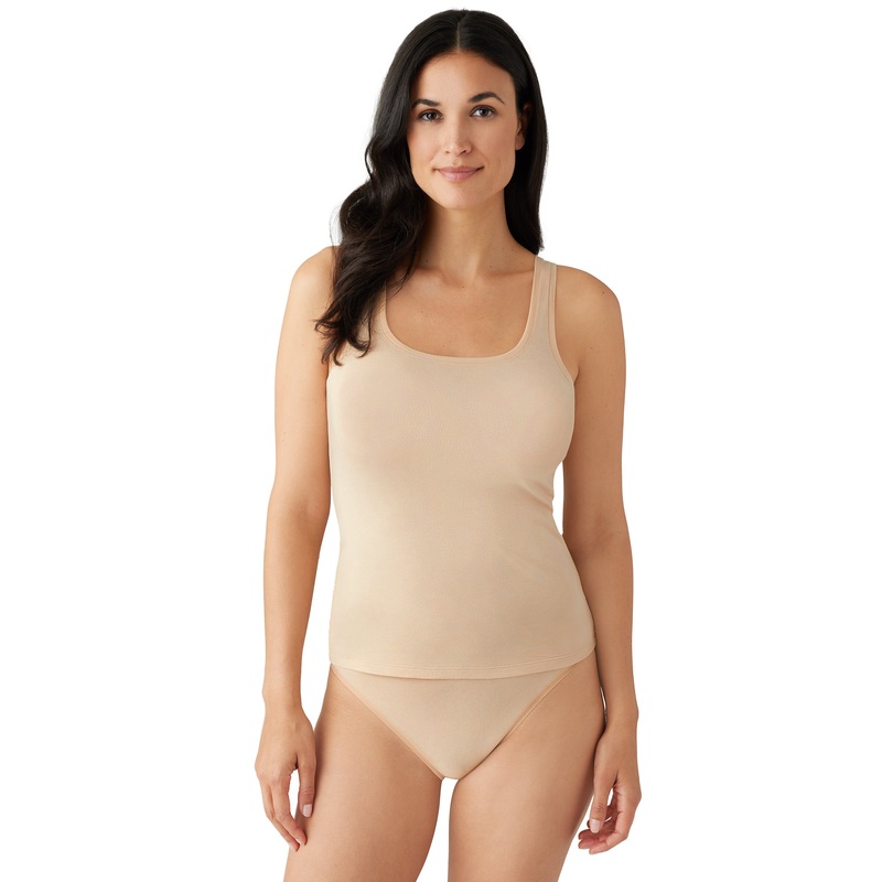 Understated Cotton Tank – 815362 – Sand/Black NEUTRAL S