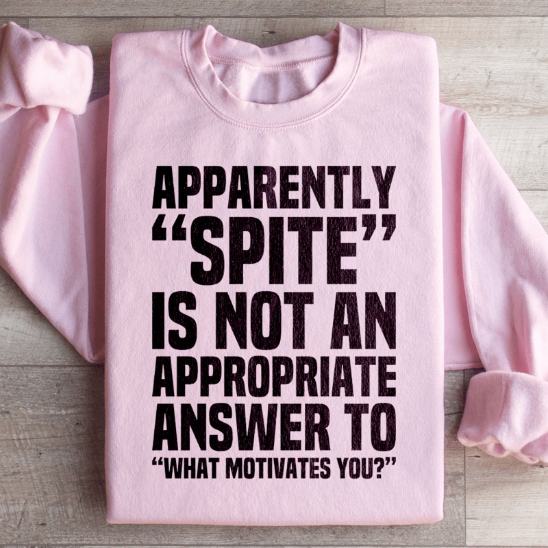 Apparently Spite Is Not An Appropriate Answer To What Motivates You Sweatshirt Black S
