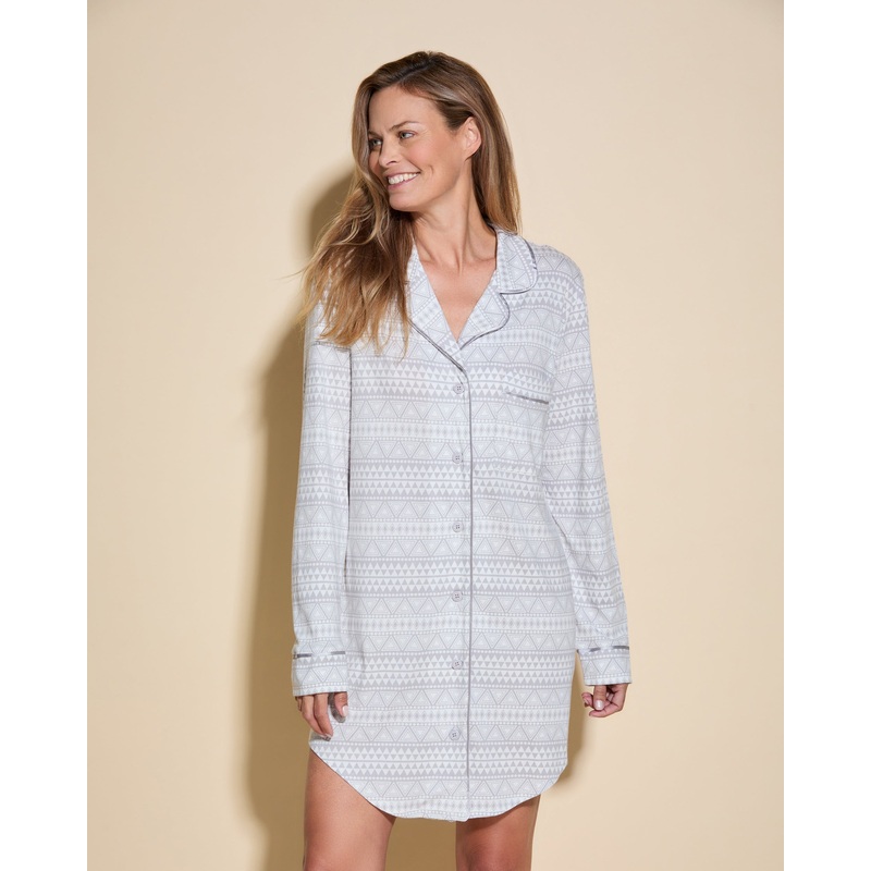 Chemise De Nuit  Imprims Geo Dove Gray/Dove Gray XS
