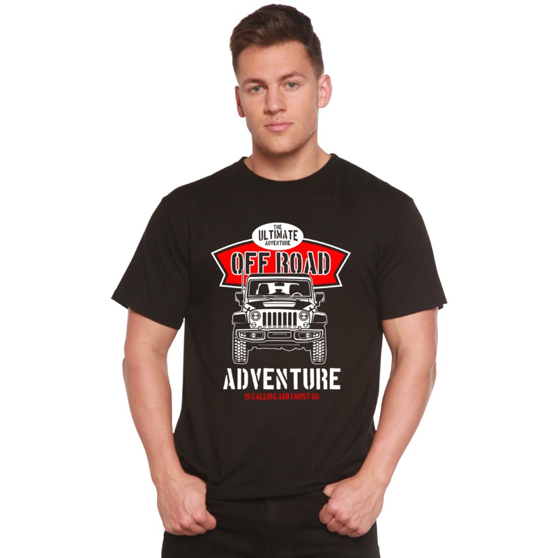Off Road Spun Bamboo Men’s Bamboo Viscose/Organic Cotton Short Sleeve Graphic T-Shirt Medium Black
