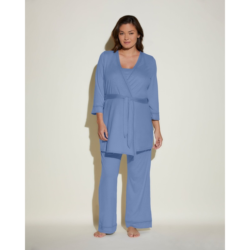 Pyjama-Set Fr Schwangere, 3-Teilig, Mit Bademantel Luzerne Blue/Luzerne Blue S