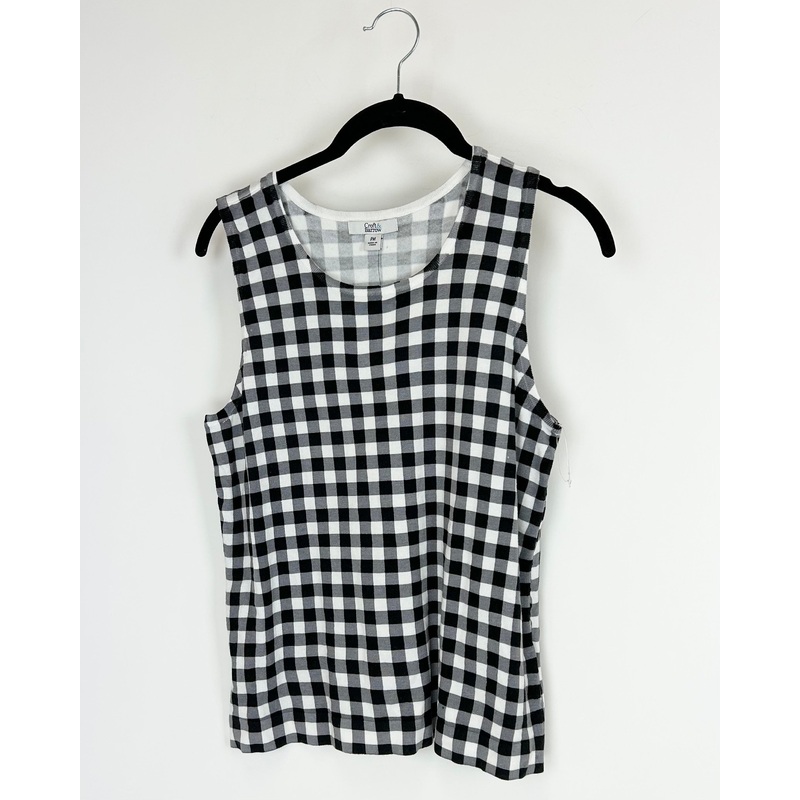 Black and White Gingham Sleeveless Top – Petite Medium