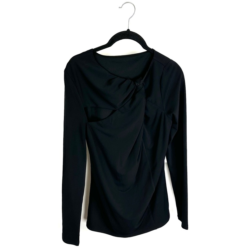 Black Long Sleeve Knot Top – Size 2/4