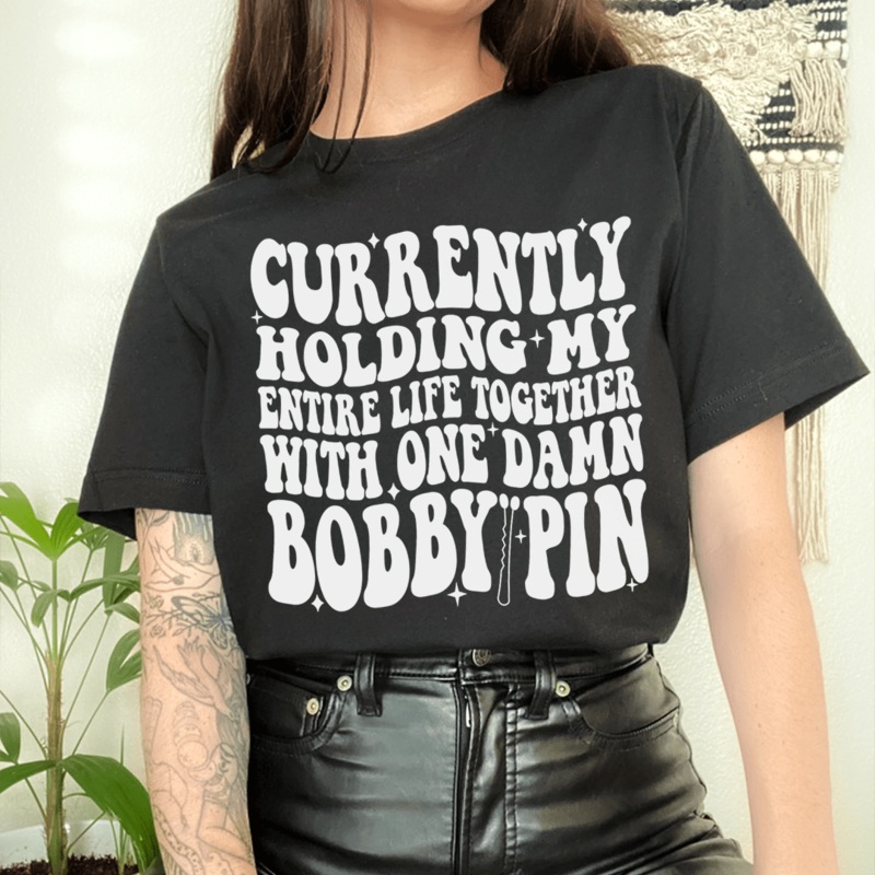 Currently Holding My Entire Life Together Tee Black Heather S
