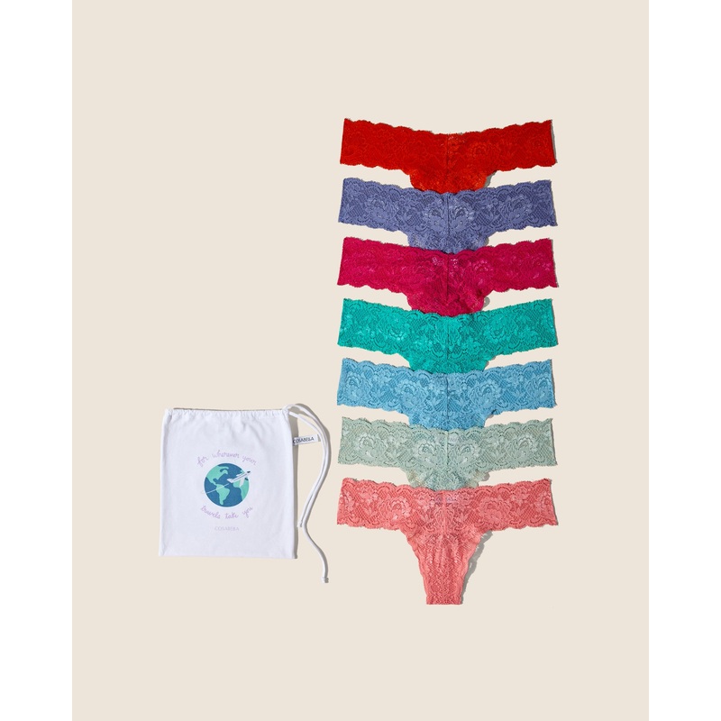 Cutie Thong 7 Pack Verde Umbria Portofino Dusk Venetian Dusk Constance Blue Flori Pink Addy Green Sicilian Orange One Size