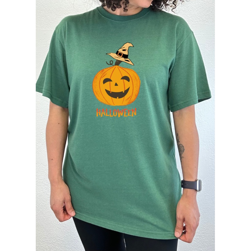 Halloween Pumpkin Unisex Bamboo Viscose/Organic Cotton Short Sleeve Graphic T-Shirt Medium Black