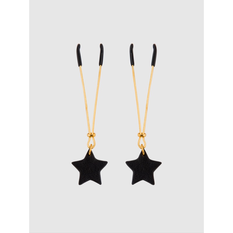 Leather-Like Star Nipple Clamp Black/Gold OS