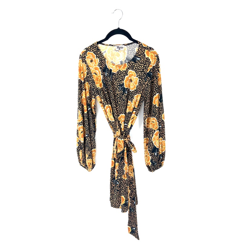 Long Sleeve Printed Mini Dress – Small