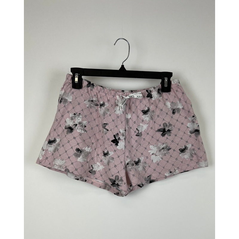 Pink Floral Print Shorts With Drawstring – Small