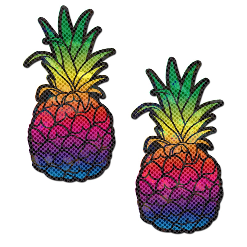Rainbow Pineapple Sparkling Breast Pasties by Pastease