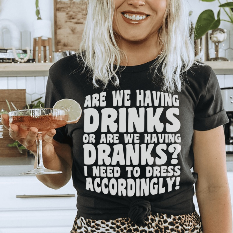 Are We Having Drinks Tee Black Heather S