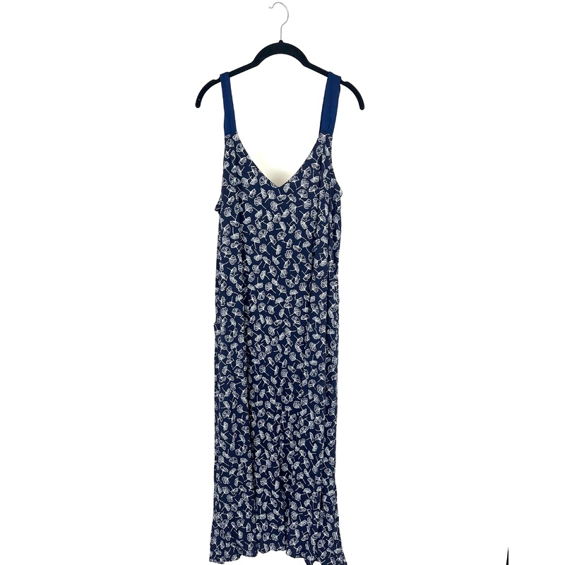 Blue and White Floral Long Lounge Dress – 1X