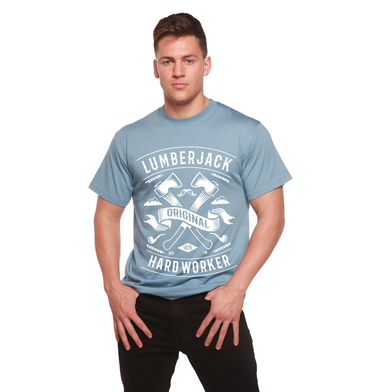 LumberJack Men’s Bamboo Viscose/Organic Cotton Short Sleeve Graphic T-Shirt Medium Black
