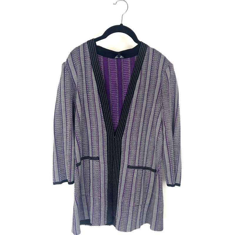 Misook Purple Striped Knit Cardigan – Size 6/8