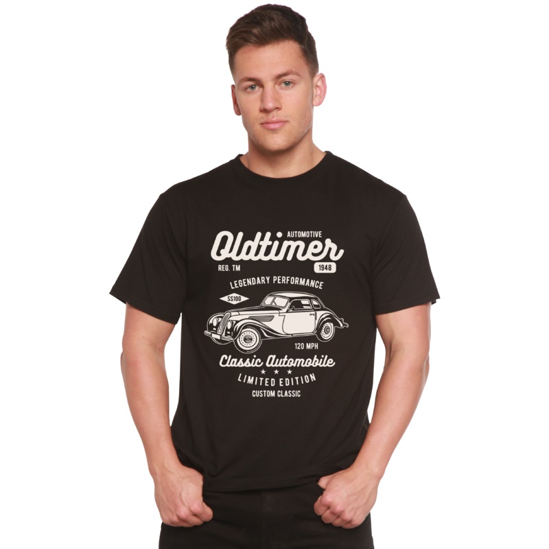 Oldtimer Spun Bamboo Men’s Bamboo Viscose/Organic Cotton Short Sleeve Graphic T-Shirt Medium Black