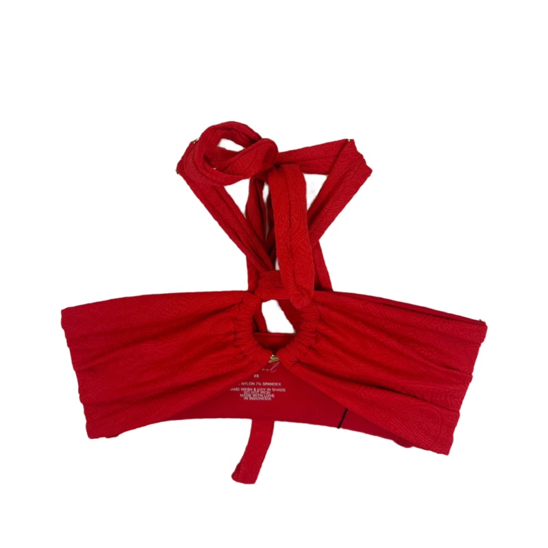 Red Embossed Versatile Bandeau Bikini Top – XS and XXL, Extra Small