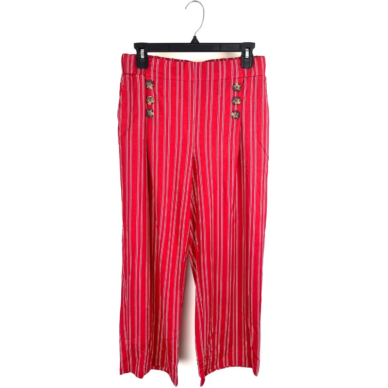 Red Striped Flowy Capri Pants – Size 6/8