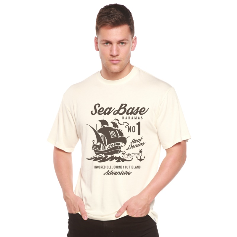 Sea Base Spun Bamboo Men’s Bamboo Viscose/Organic Cotton Short Sleeve Graphic T-Shirt Medium Black