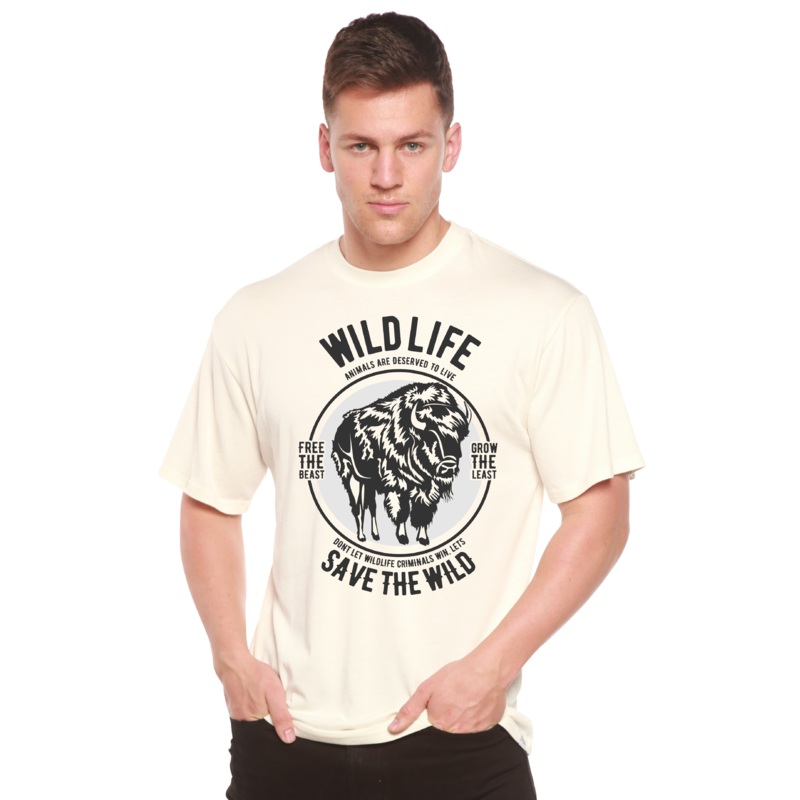 Wild Life Spun Bamboo Men’s Bamboo Viscose/Organic Cotton Short Sleeve Graphic T-Shirt Medium Black