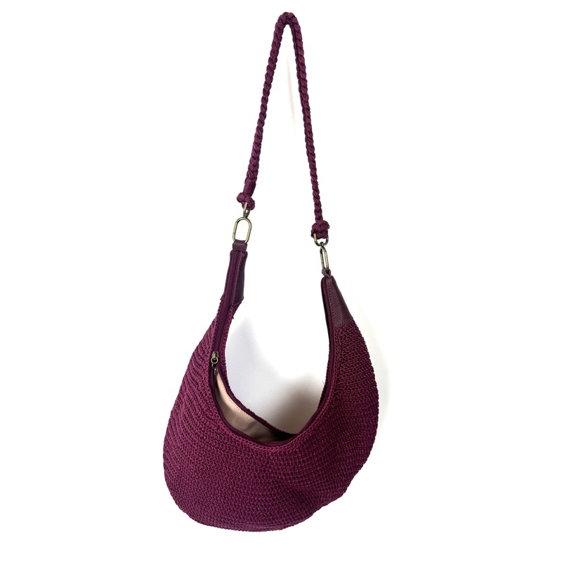 Burgundy Shoulder Bag With Rope Strap