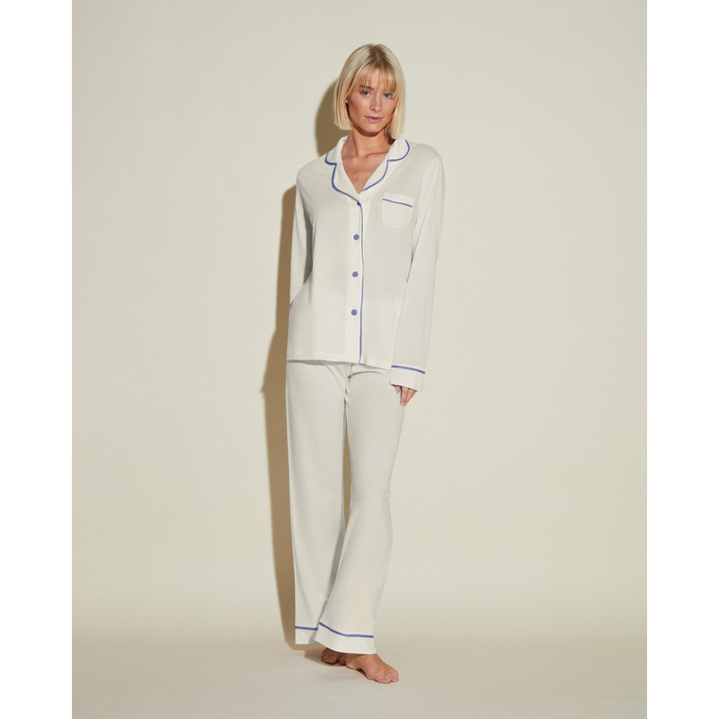 Conjunto De Pijama Con Camisa De Manga Larga Y Pantalones Moon Ivory/Portofino Blue XS