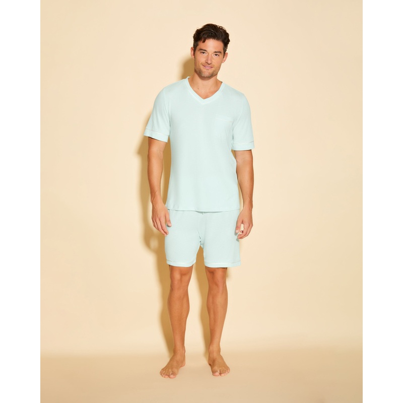 Ensemble Pyjama Haut  Manches Courtes Et Short Pour Hommes Lagoon Mint/Ivory S