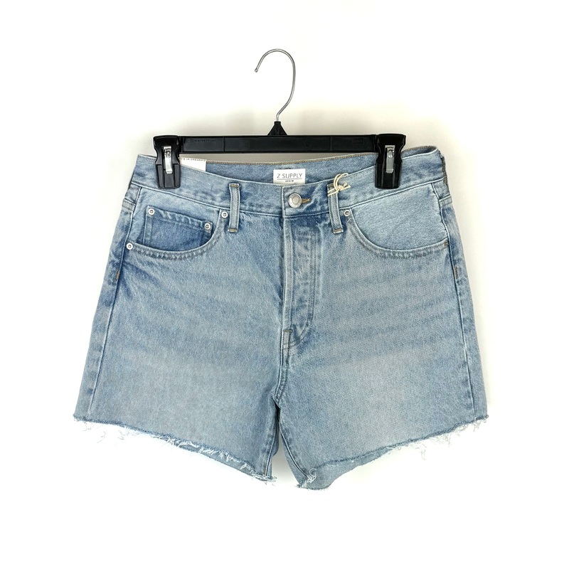 Medium Blue Wash High Rise Distressed Denim Shorts – Size 27