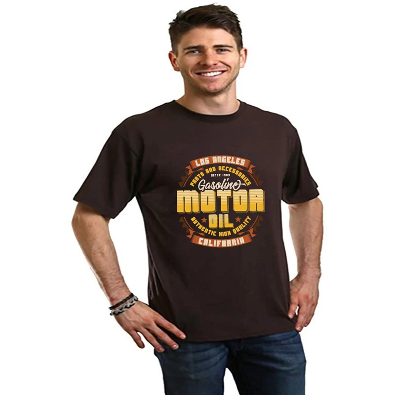 Motor oil Men’s Bamboo Viscose/Organic Cotton Short Sleeve Graphic T-Shirt Medium Black
