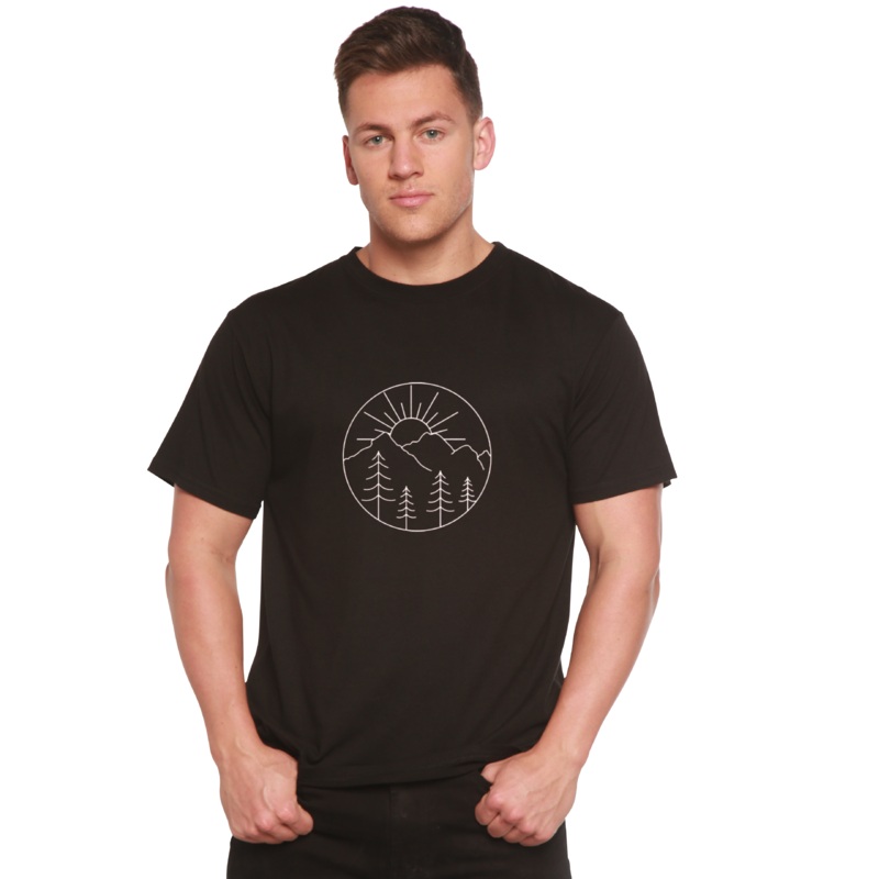 Nature Lover Hike Men’s Bamboo Viscose/Organic Cotton Short Sleeve Graphic T-Shirt Medium Black