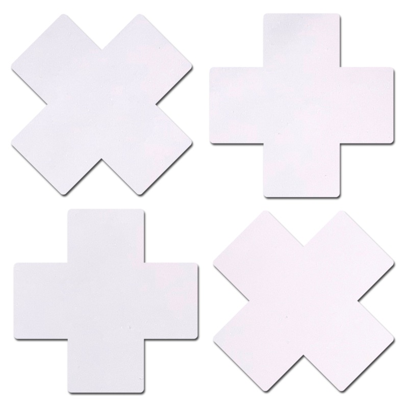 Petite Plus X: Two Pair of Small White Matte Cross Nipple Pasties by Pastease o/s White