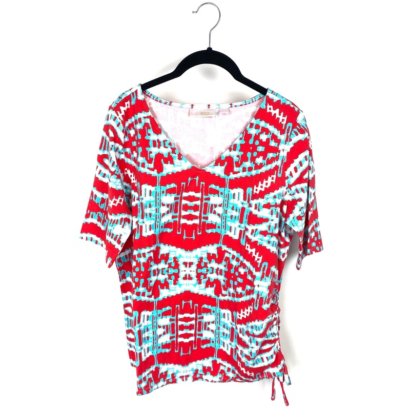 Red Blue And White Patterned Top – Small/Medium