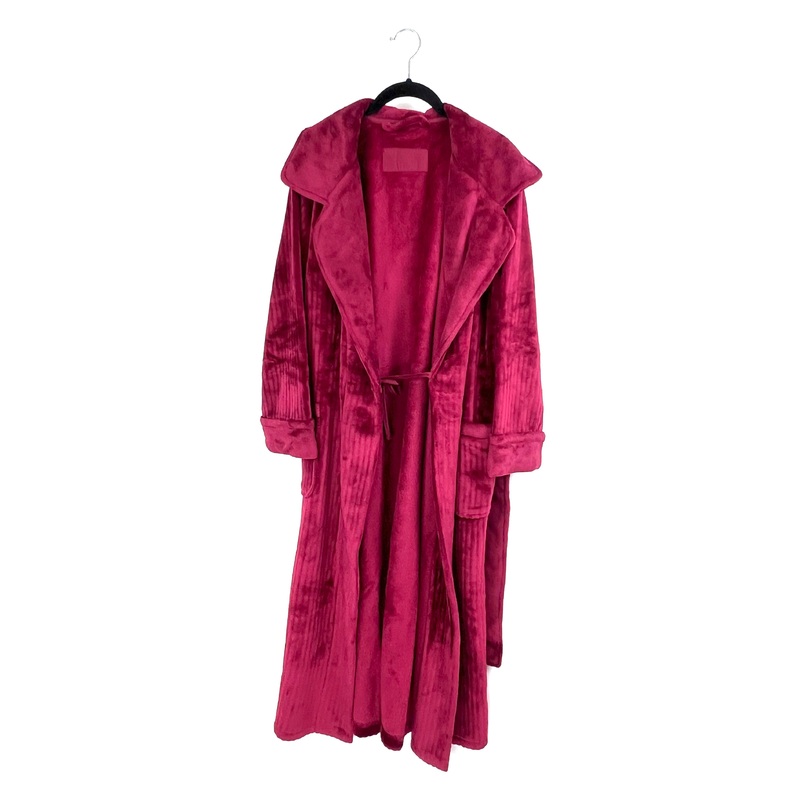 Red Striped Fleece Robe – Small