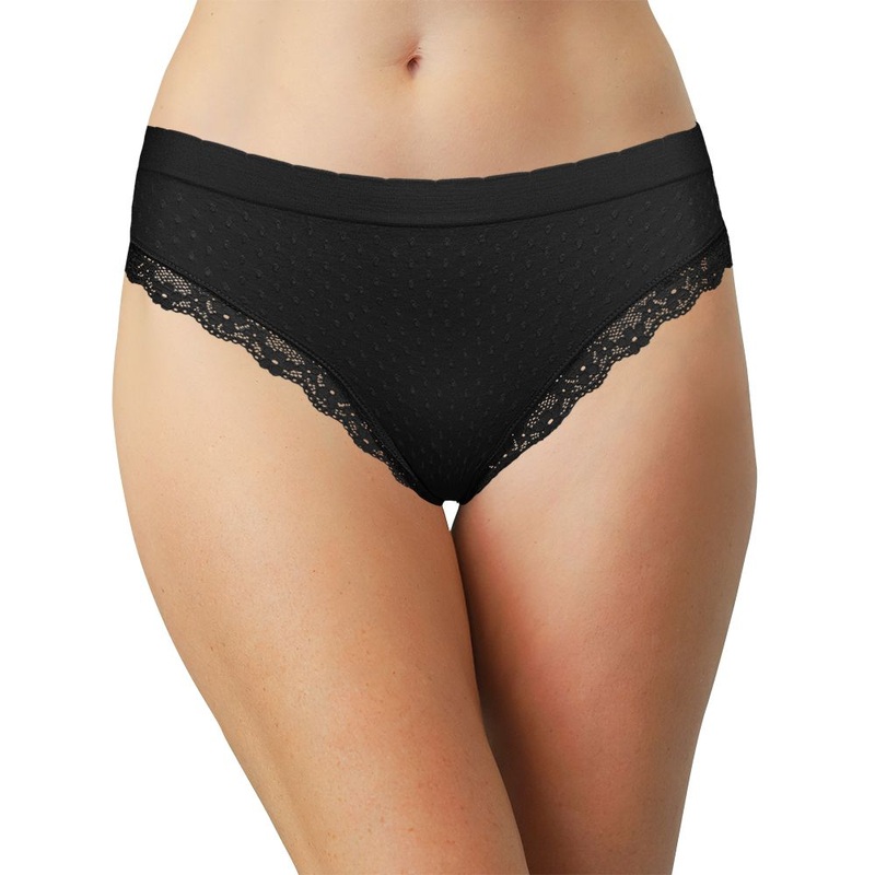 Scalloped Dot and Lace Seamless Tag Free Bikini-Last Chance S Black
