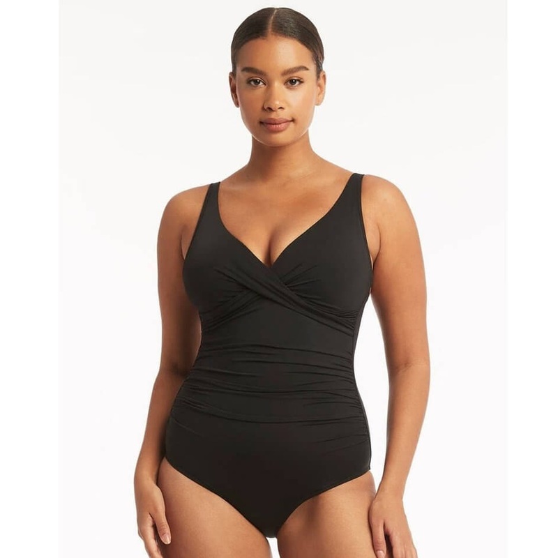 Sea Level Eco Essentials Cross Front A-DD Cup One Piece Swimsuit – Black 4